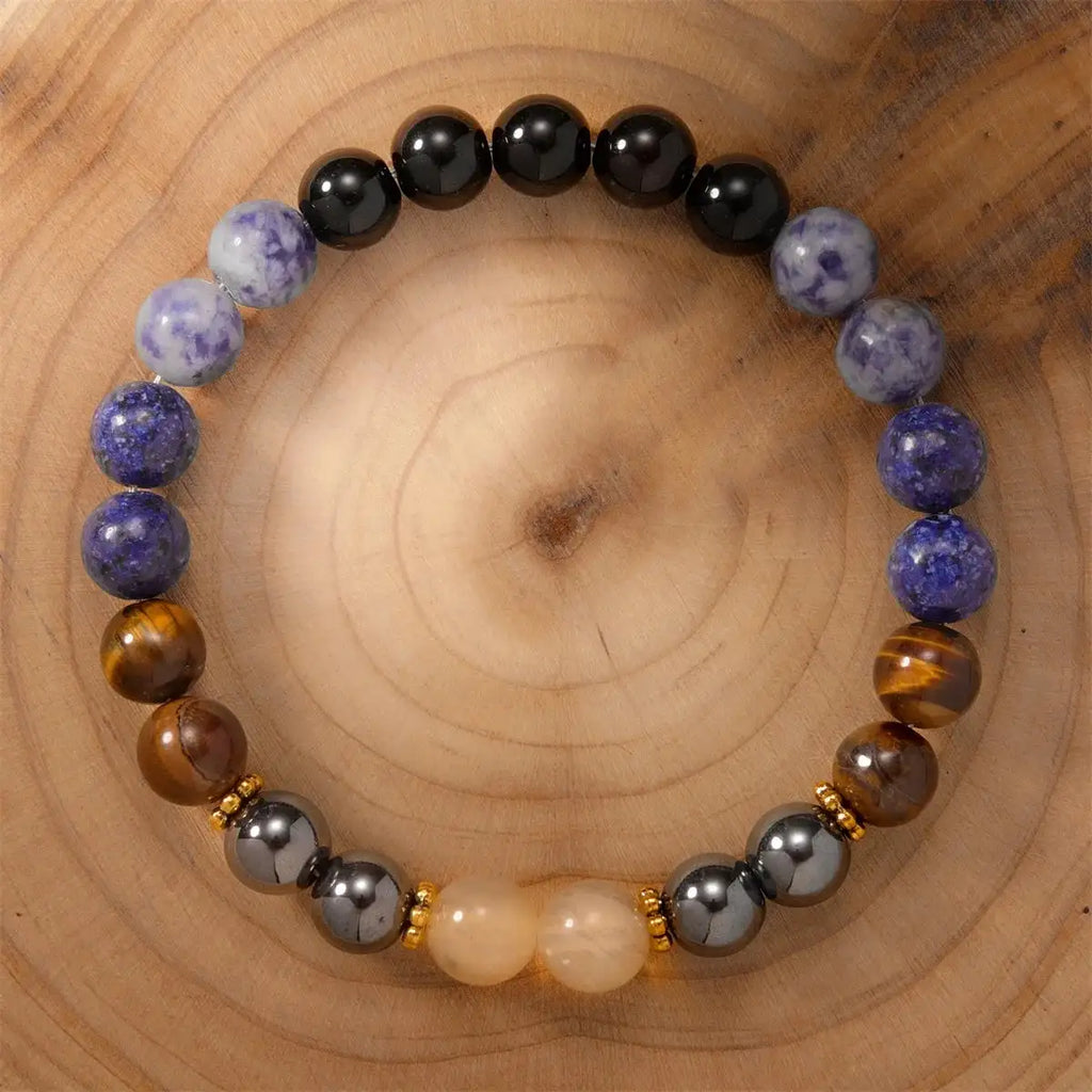 ✨ Sodalite & Tiger Eye Crystal Bracelet – Natural Stone Beaded Bangles for Women with Lapis Lazuli & Citrine ✨ 18.5cm