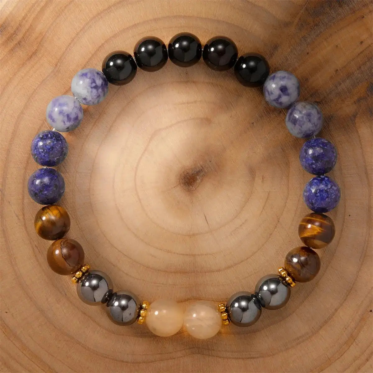 ✨ Sodalite & Tiger Eye Crystal Bracelet – Natural Stone Beaded Bangles for Women with Lapis Lazuli & Citrine ✨ 18.5cm