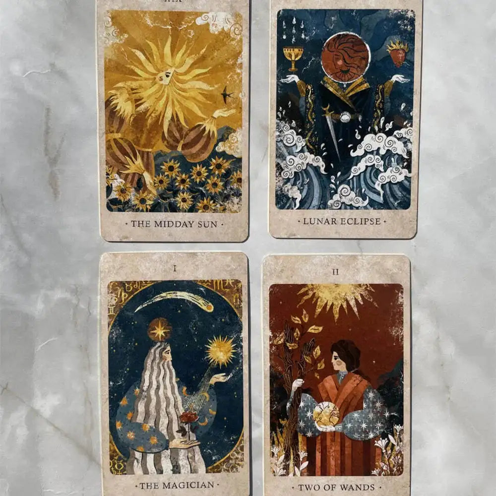 Solar Kingdom Tarot Deck – 86 Pcs Magical Journey & Cosmic Insight Divination Cards | Compact 12 x 7 cm | Unique Indie Tarot in Rigid Box