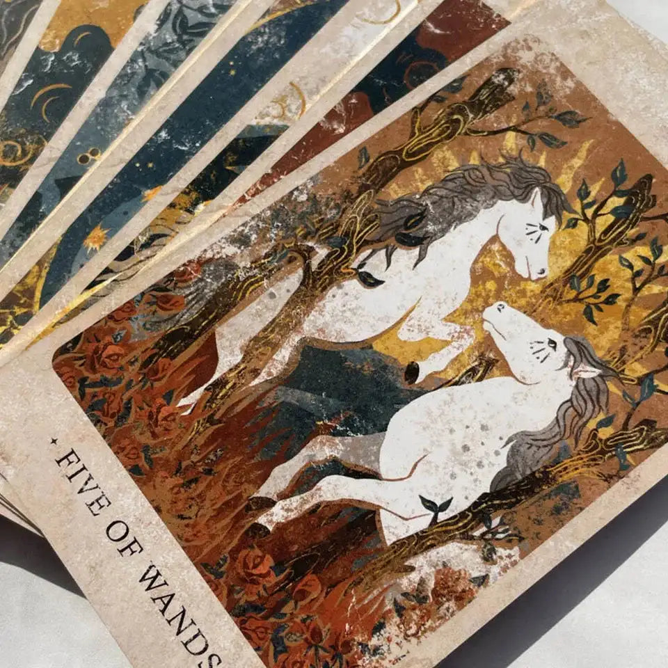 Solar Kingdom Tarot Deck – 86 Pcs Magical Journey & Cosmic Insight Divination Cards | Compact 12 x 7 cm | Unique Indie Tarot in Rigid Box