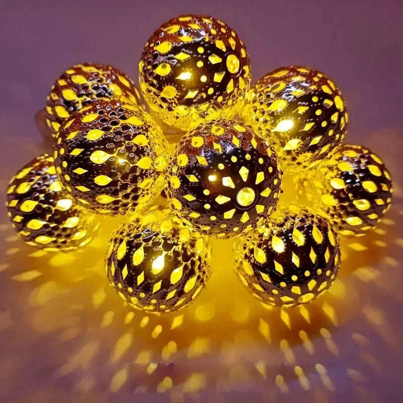 Solar Moroccan Ball String Lights – Multi-Mode Waterproof LED Fairy Lights for Festive Outdoor Ambiance and Garden Decor