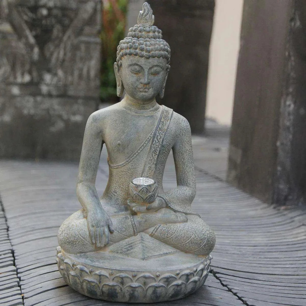 Solar Powered Buddha Garden Statue with LED Light