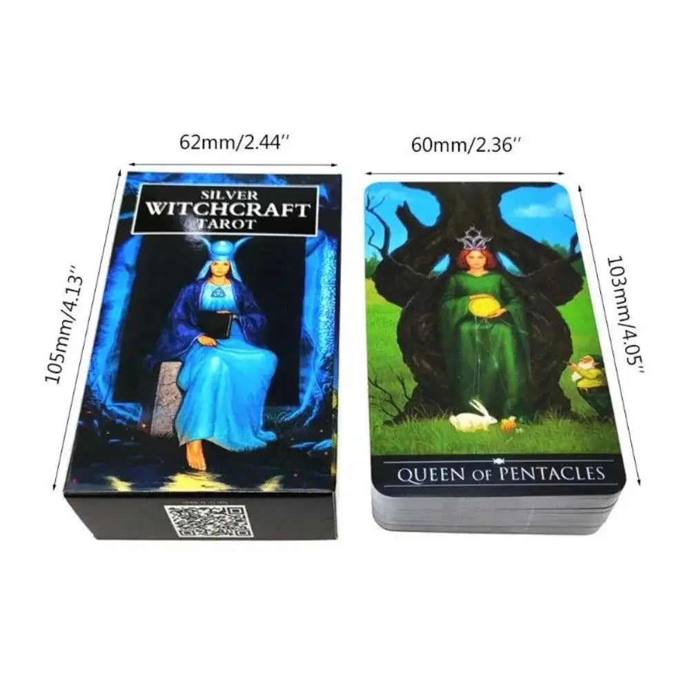 Sour Silver Witchcraft Tarot Deck – 78 Beautiful Silver-Illustrated Cards, English Version, Compact 10.3 x 6 cm