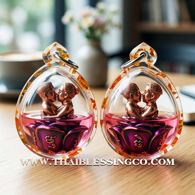 ✨ Sovereign Soul-Binder: Authentic "Inn-Khoo Saneha Mat-Jai" (Lovers' Heart-Tie) 1st Edition – Samrit Bronze & Purple Enamel (Leum Namman Saneha Rakha) by Arjan Nong Mon Sarika Pak Dee – 2567 BE Teacher’s Day Edition ✨