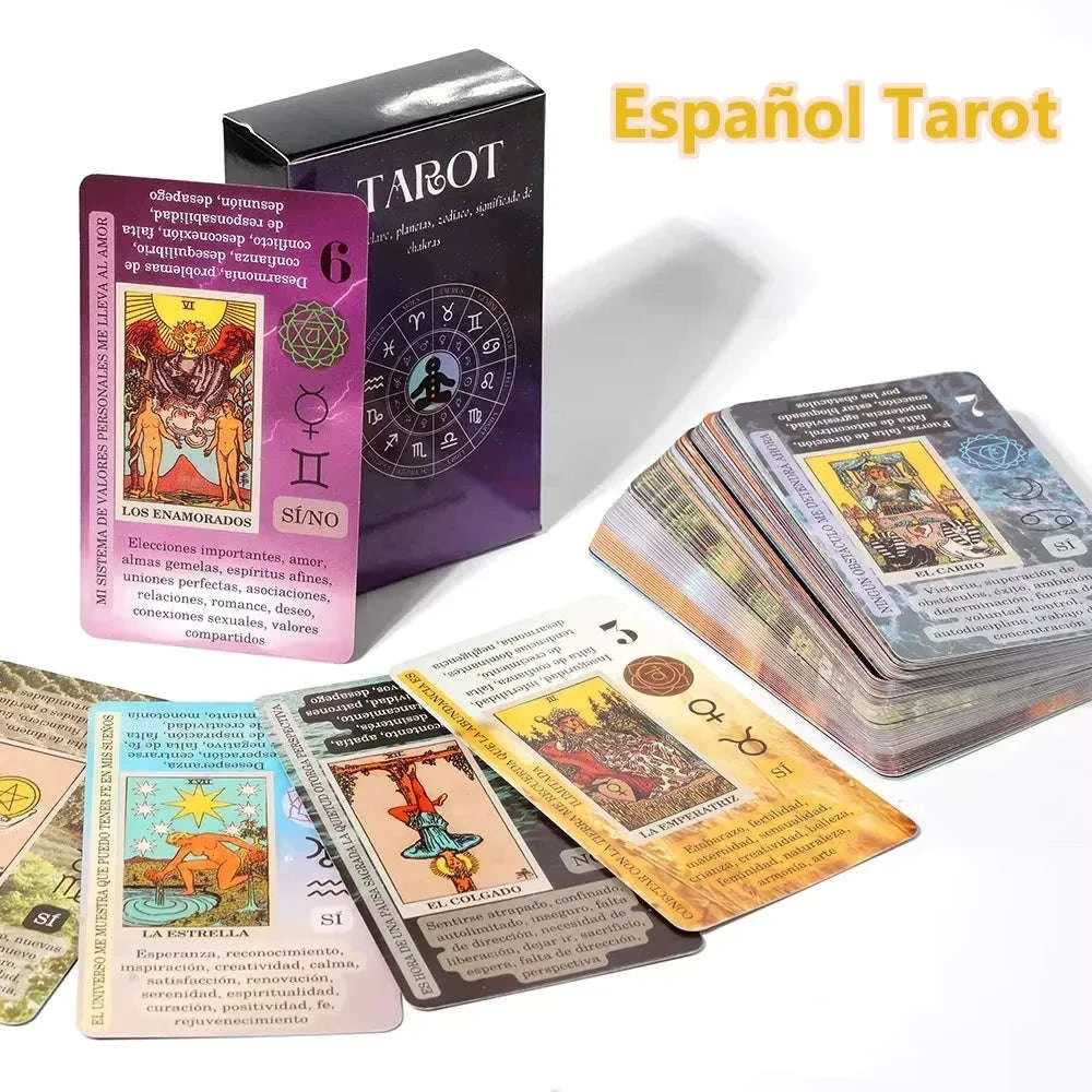 ☀️ Spanish Esoteric Tarot Deck with Included Instructions | El Sol﻿ Design | Divination Cards for Spiritual Readings plum