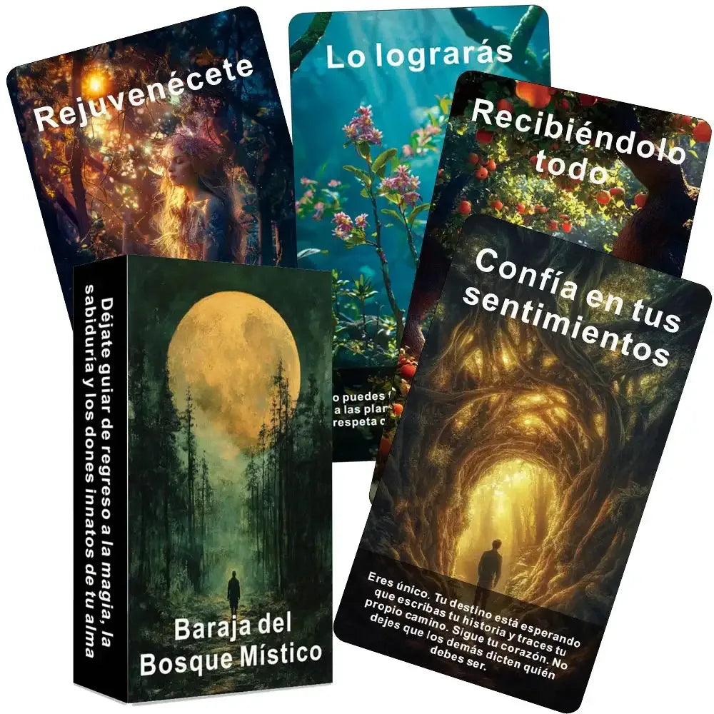 🌿Spanish Oracle Cards – Mystic Forest Tarot Deck 56 Daily Inspiration Cards for Reflection, Clarity & Spiritual Connection