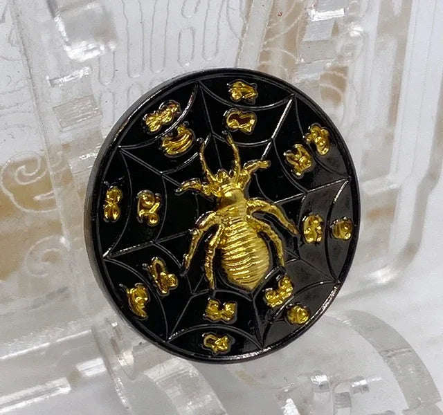 Spider Wealth Coin Amulet by Kruba Baeng | Ultimate Token for Fortune and Prosperity Black Gold