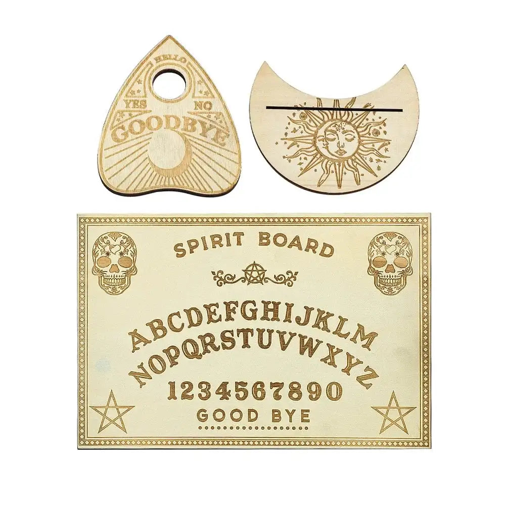 🔮 Spirit Talking Board Set – Wooden Pendulum Divination Dowsing Board for Wiccan Magic & Tarot Display Wood color