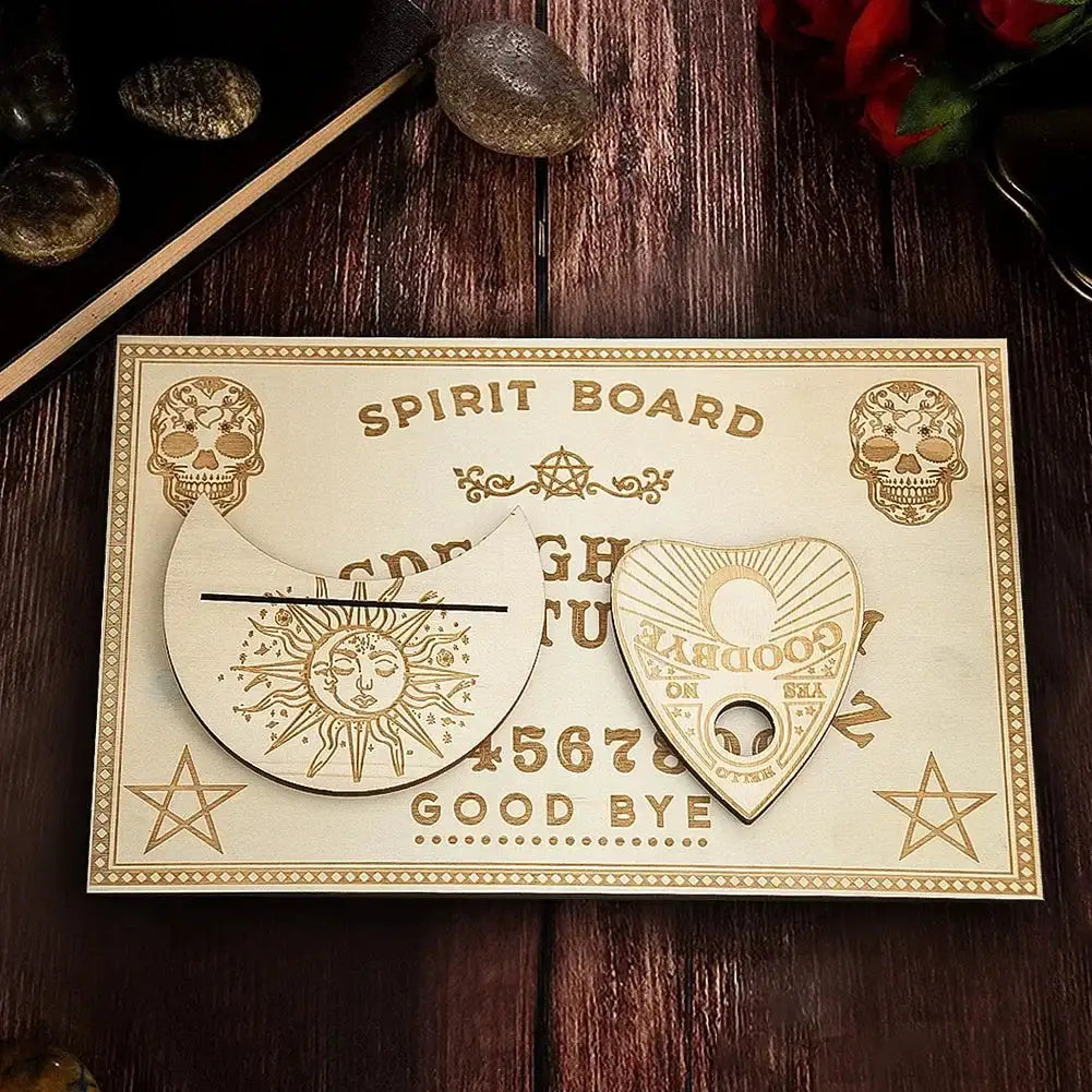 🔮 Spirit Talking Board Set – Wooden Pendulum Divination Dowsing Board for Wiccan Magic & Tarot Display