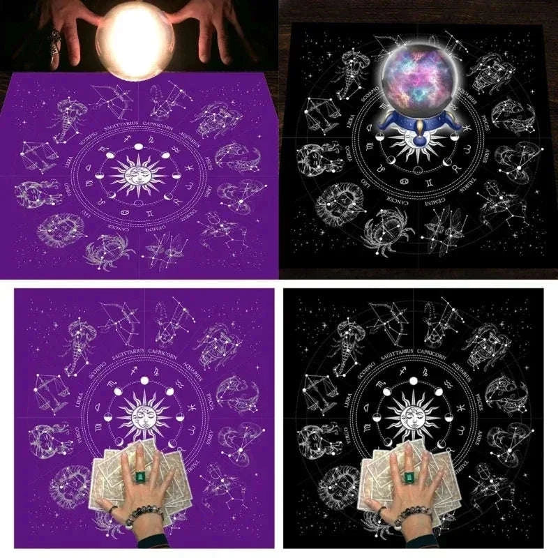 🎲 Square Shape Pendulum Divination Altar Tablecloth | Tarot Pad & Rune Table Cloth – Astrology Oracle Board Game Mat