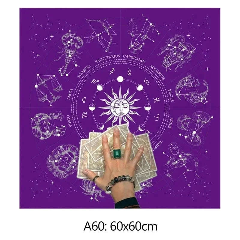 🎲 Square Shape Pendulum Divination Altar Tablecloth | Tarot Pad & Rune Table Cloth – Astrology Oracle Board Game Mat