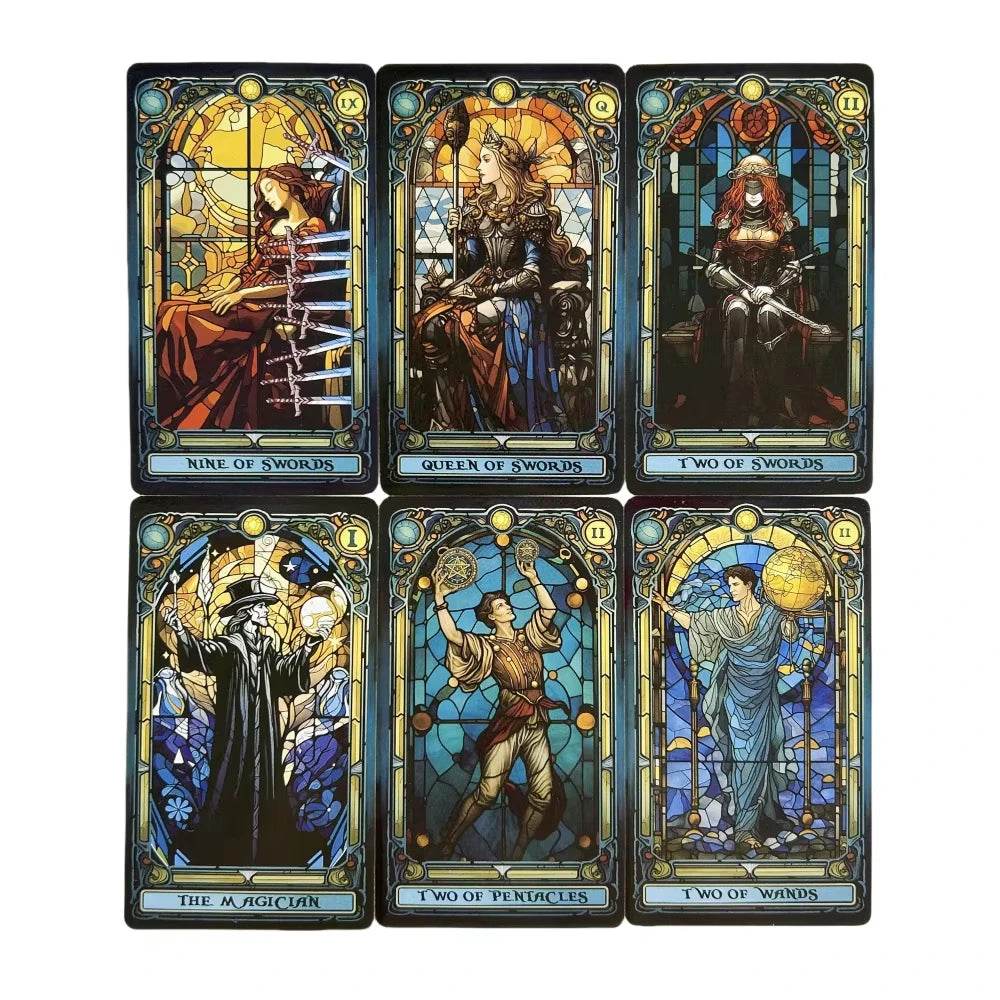 Premium Stained Glass Tarot Deck for Accurate Fortune Telling