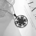 ✨ Stainless Steel 7 Archangel Seal Necklace – Solomon Kabbalah Seal Pendant | Men’s Supernatural Protection Amulet & Magical Jewelry AL18283-black