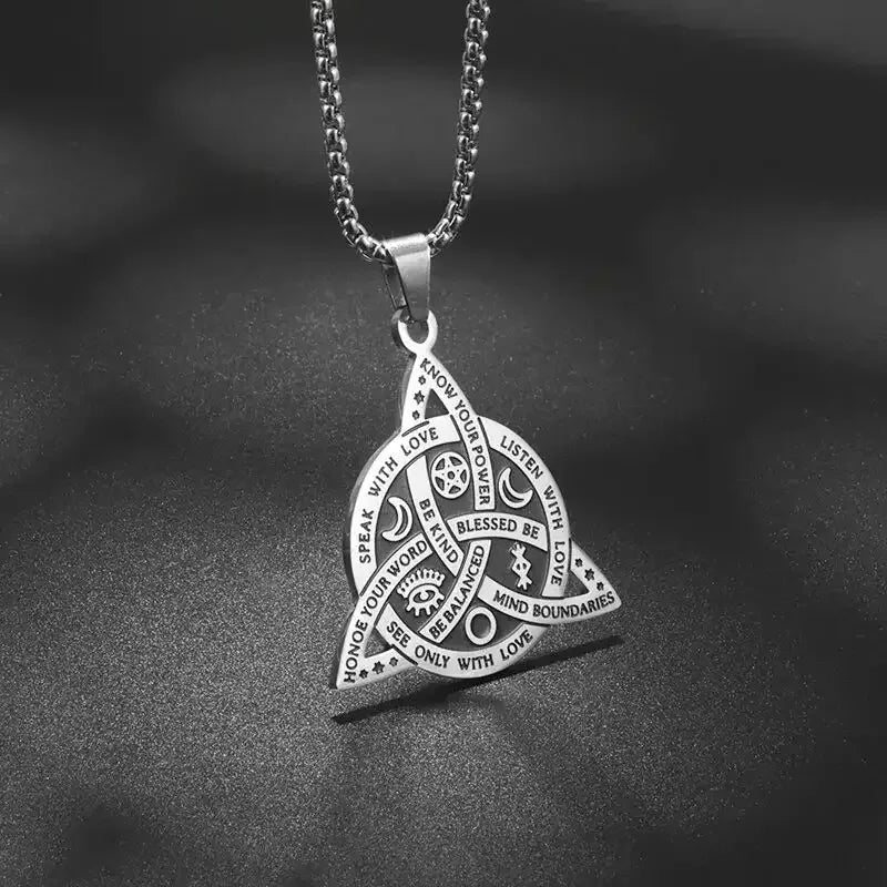 ✨ Stainless Steel 7 Archangel Seal Necklace – Solomon Kabbalah Seal Pendant | Men’s Supernatural Protection Amulet & Magical Jewelry AL4578-Silver