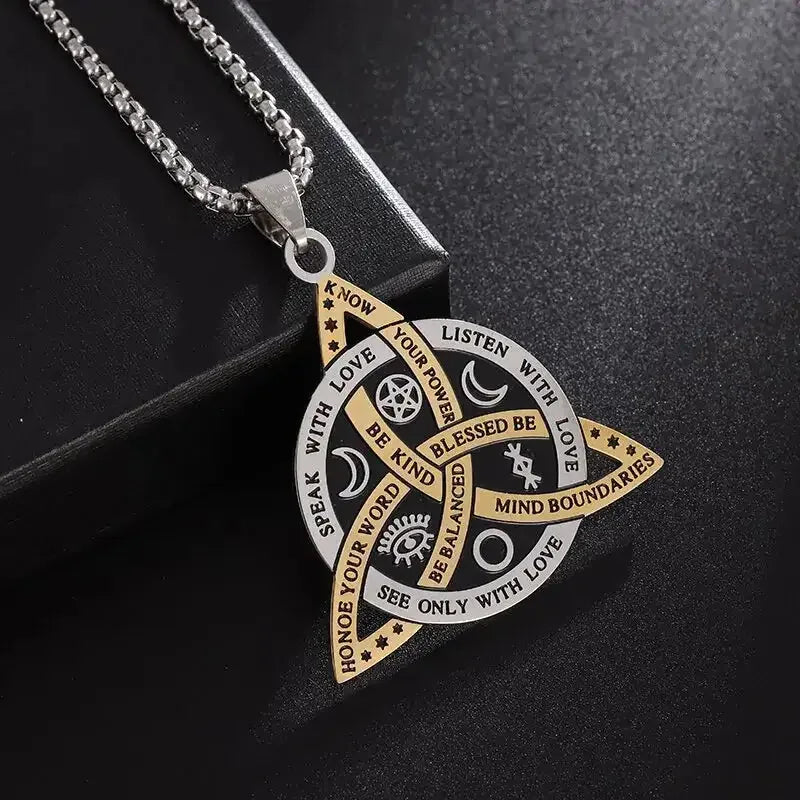✨ Stainless Steel 7 Archangel Seal Necklace – Solomon Kabbalah Seal Pendant | Men’s Supernatural Protection Amulet & Magical Jewelry AL4578-Gold