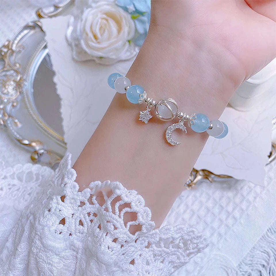✨ Starry Cat's Eye Stone Bracelet – Niche Design for Women on Instagram – New Grey Moonlight Star Moon Crystal Jewelry