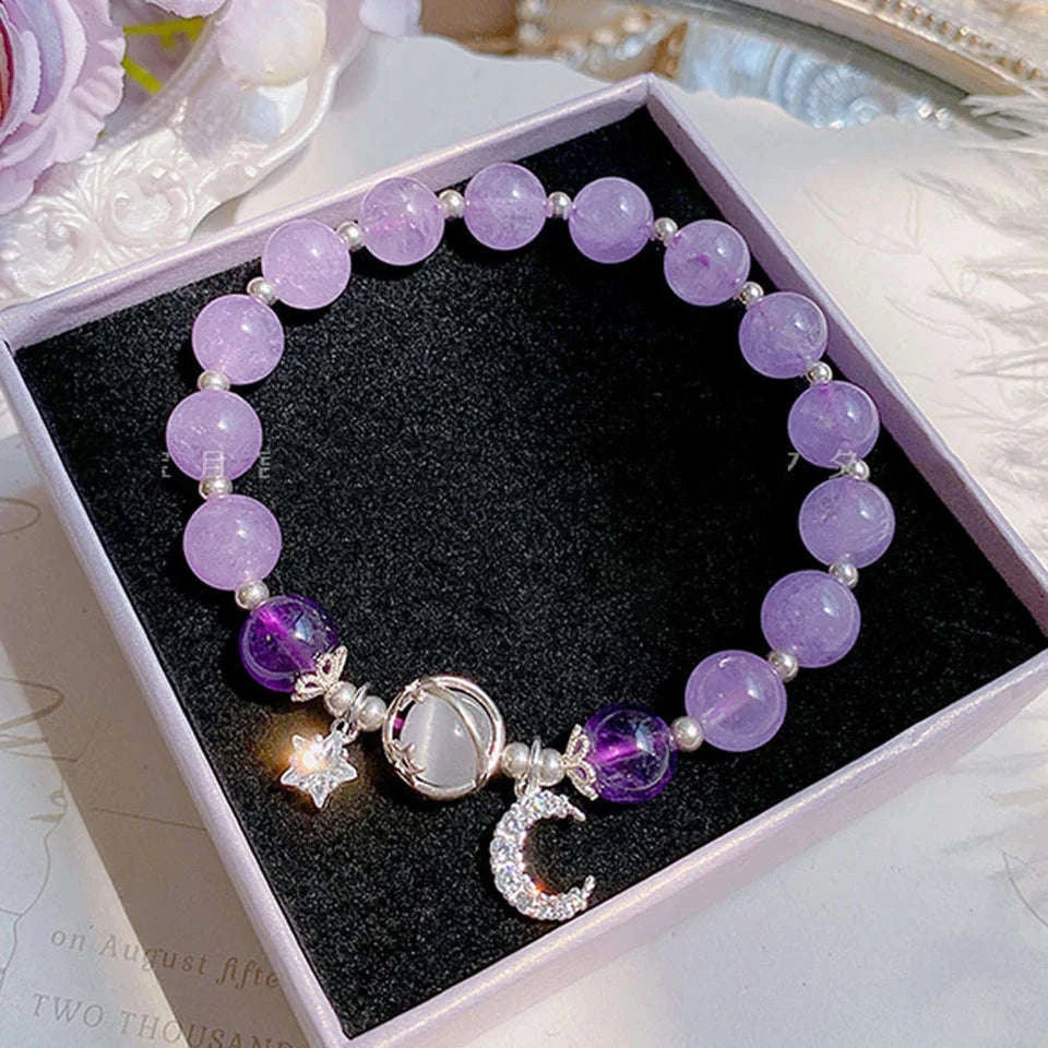 ✨ Starry Cat's Eye Stone Bracelet – Niche Design for Women on Instagram – New Grey Moonlight Star Moon Crystal Jewelry