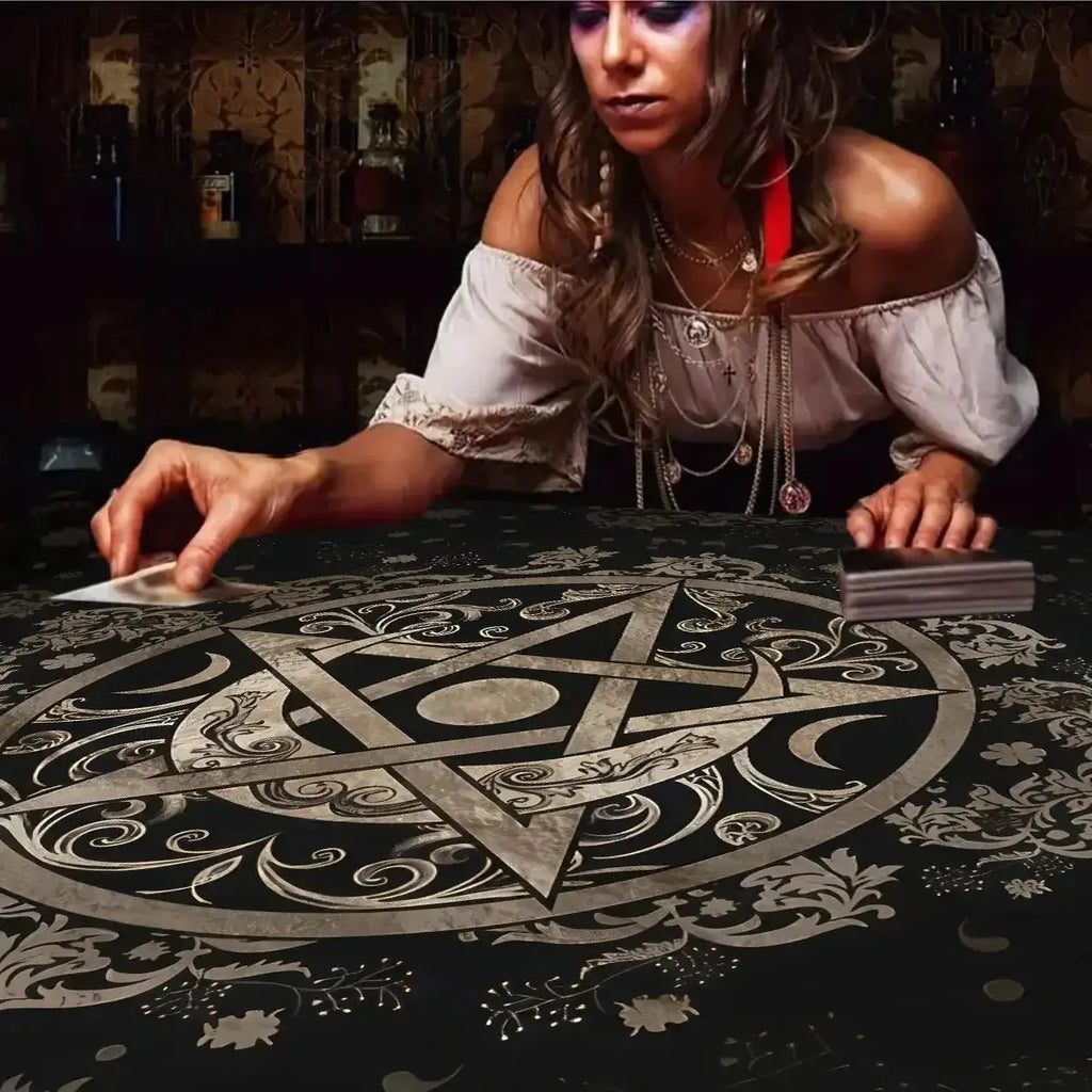 🌙 Starry Constellations Tarot Tablecloth – Elegant Moon & Starry Sky Altar Cloth for Tarot, Astrology, and Witchcraft
