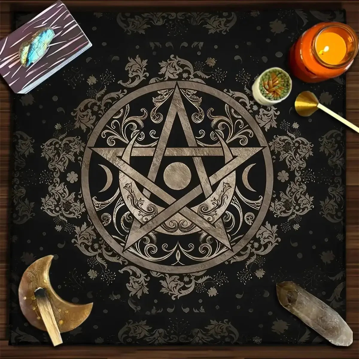 🌙 Starry Constellations Tarot Tablecloth – Elegant Moon & Starry Sky Altar Cloth for Tarot, Astrology, and Witchcraft