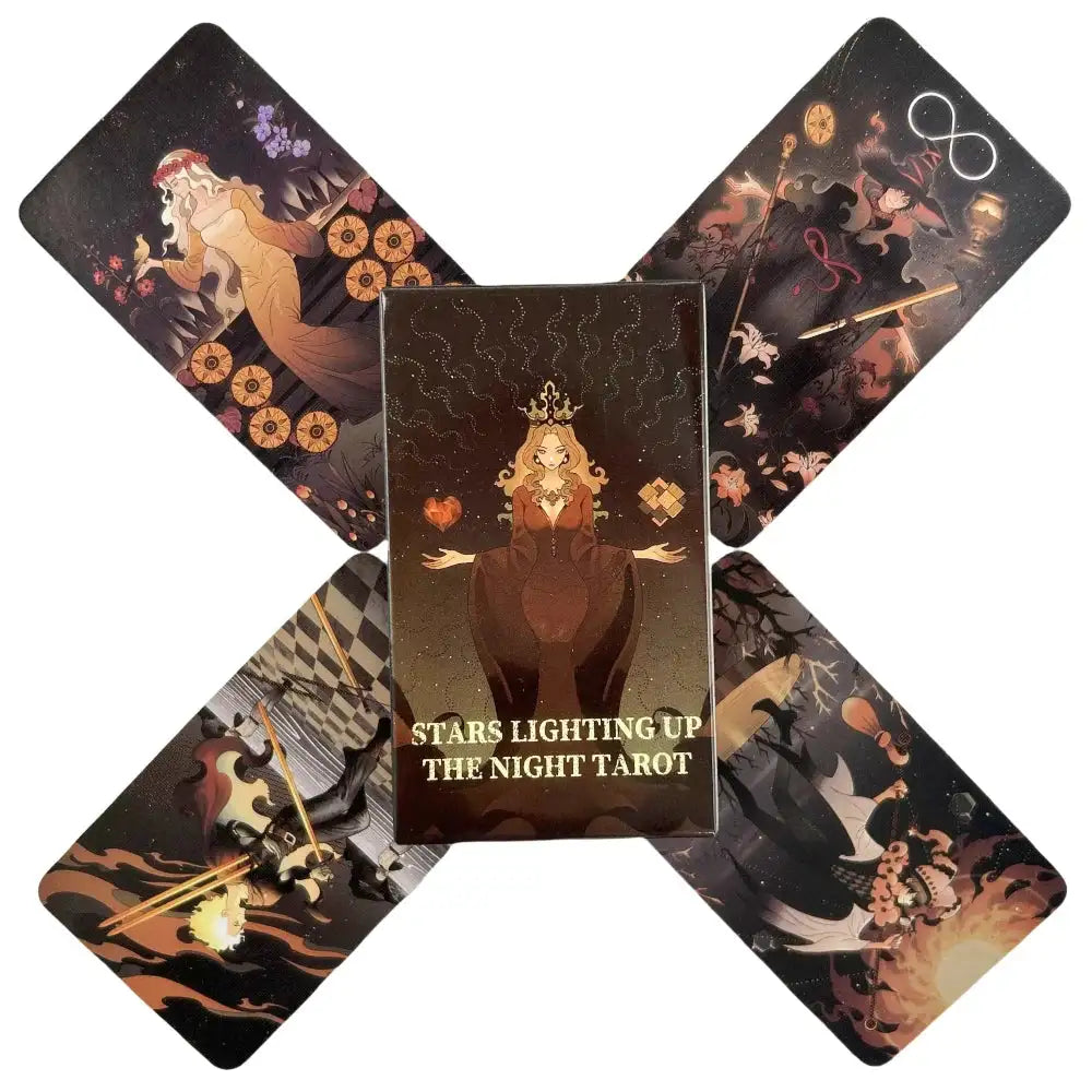 Stars Lighting Up the Night Tarot – 80-Card Deck with Guidebook, English Visions Divination Edition for Board & Party Games