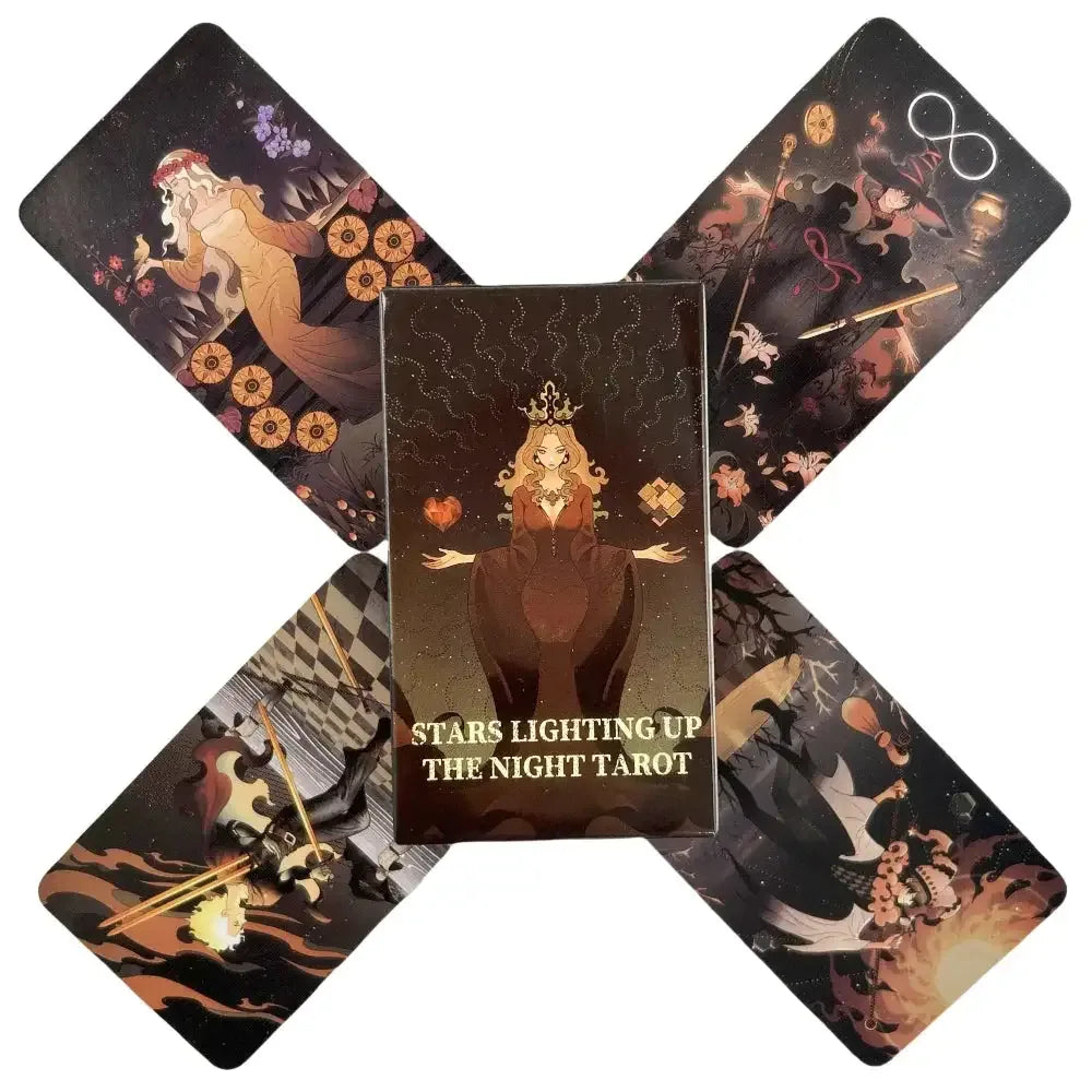 Stars Lighting Up the Night Tarot – 80-Card Deck with Guidebook, English Visions Divination Edition for Board & Party Games