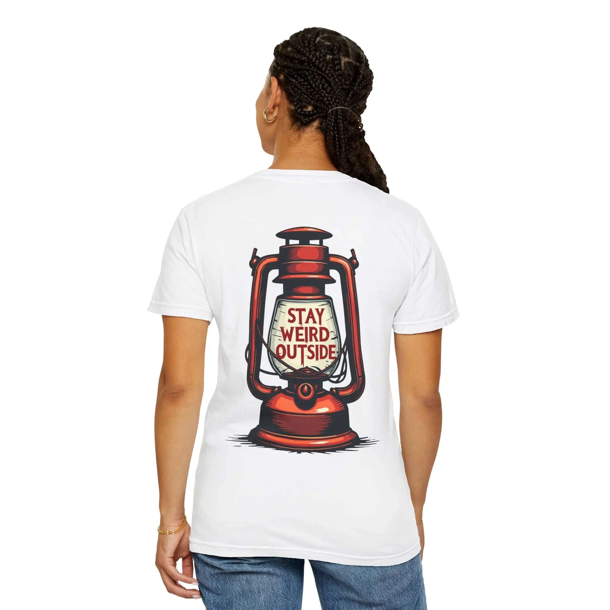 Stay Weird Outside Shirt, Vintage Lantern Tee, Kerosene Lamp Graphic T-Shirt, Camping Hiking Cabin Gift, Rustic Outdoors