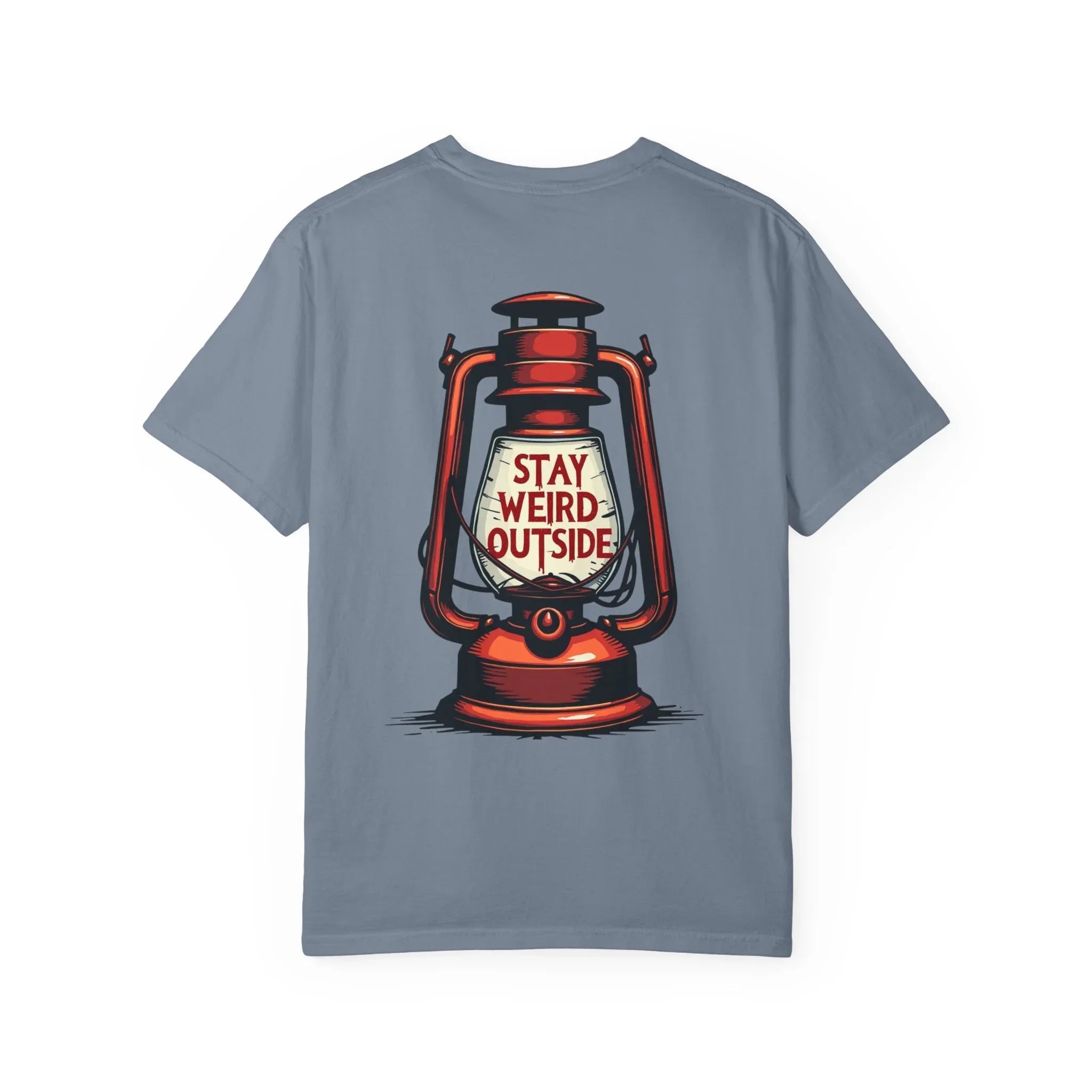 Stay Weird Outside Shirt, Vintage Lantern Tee, Kerosene Lamp Graphic T-Shirt, Camping Hiking Cabin Gift, Rustic Outdoors Blue Jean