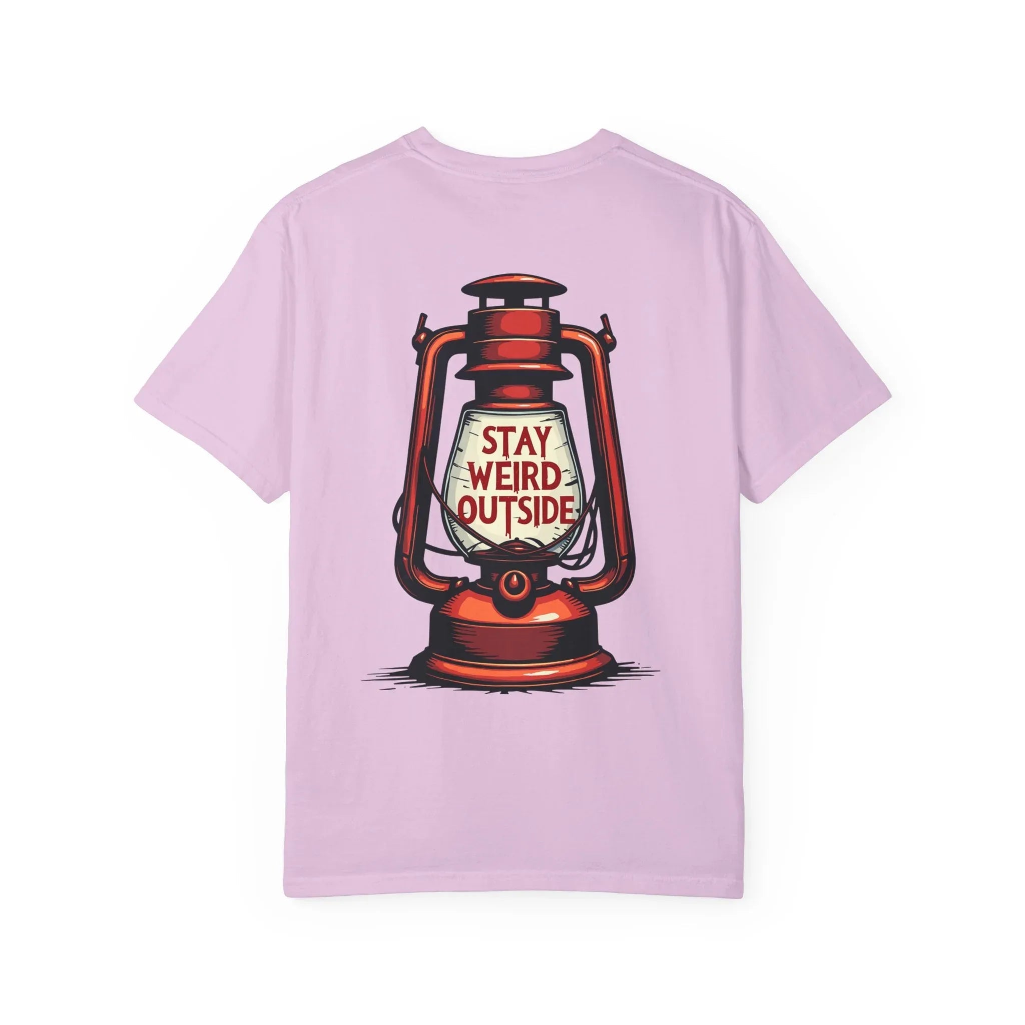 Stay Weird Outside Shirt, Vintage Lantern Tee, Kerosene Lamp Graphic T-Shirt, Camping Hiking Cabin Gift, Rustic Outdoors Orchid