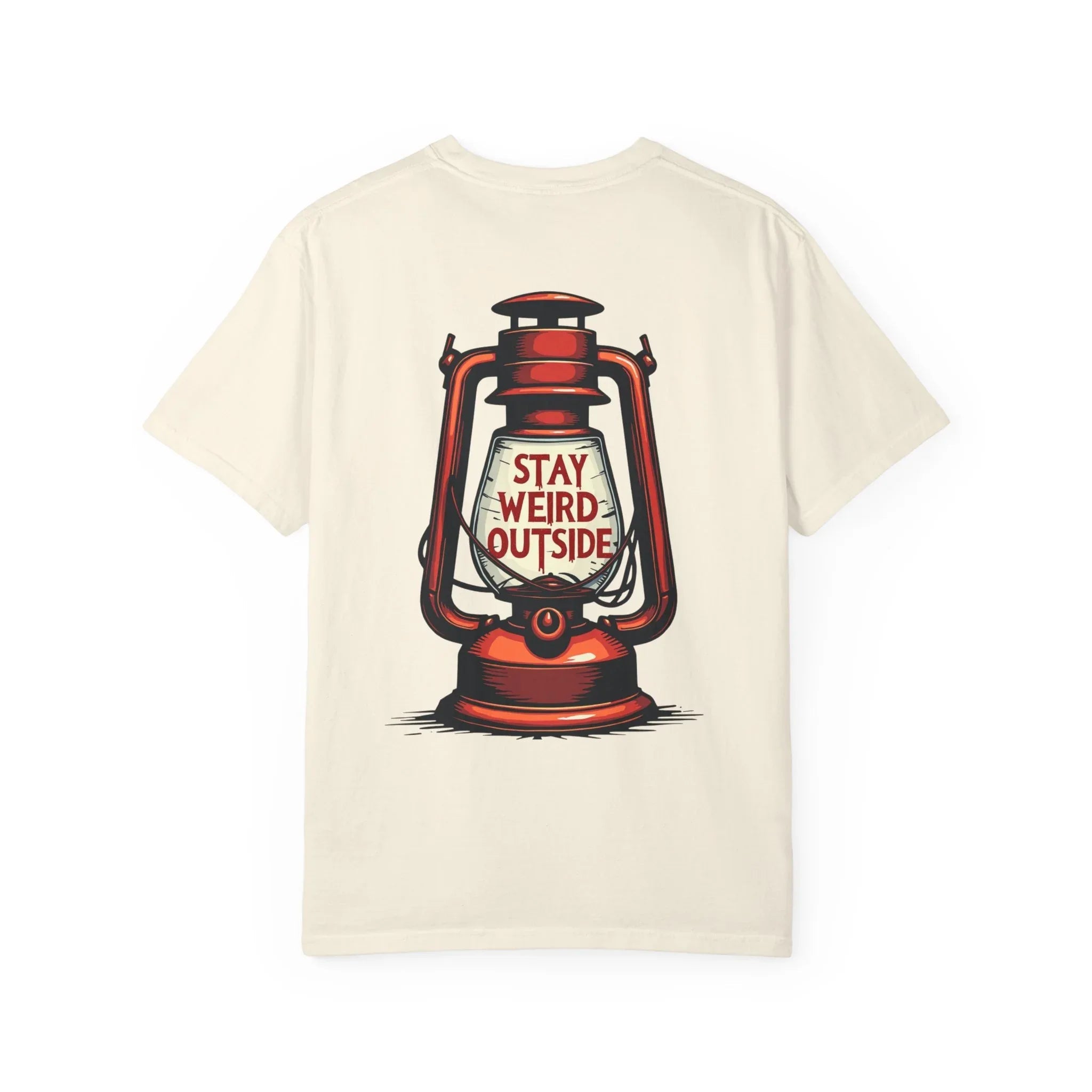 Stay Weird Outside Shirt, Vintage Lantern Tee, Kerosene Lamp Graphic T-Shirt, Camping Hiking Cabin Gift, Rustic Outdoors Ivory
