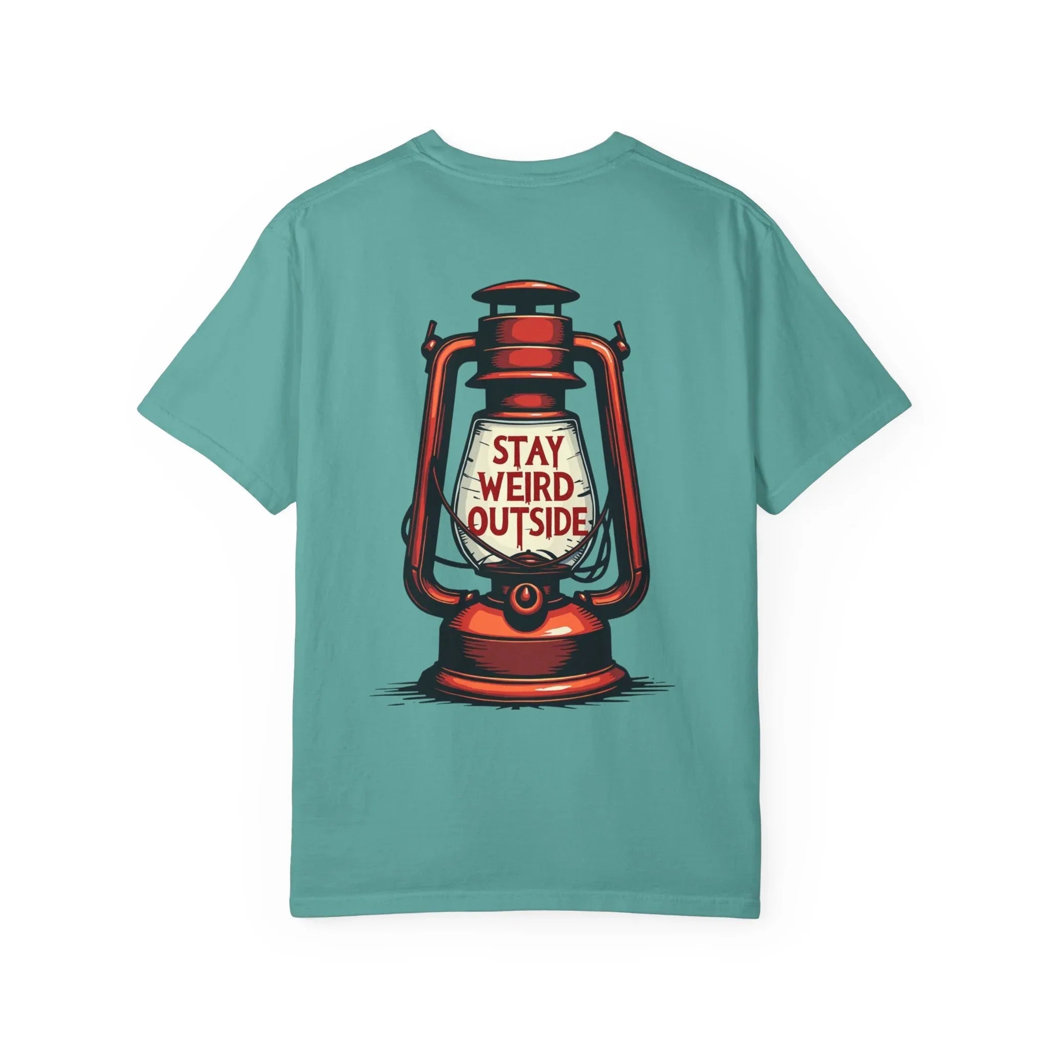 Stay Weird Outside Shirt, Vintage Lantern Tee, Kerosene Lamp Graphic T-Shirt, Camping Hiking Cabin Gift, Rustic Outdoors Seafoam