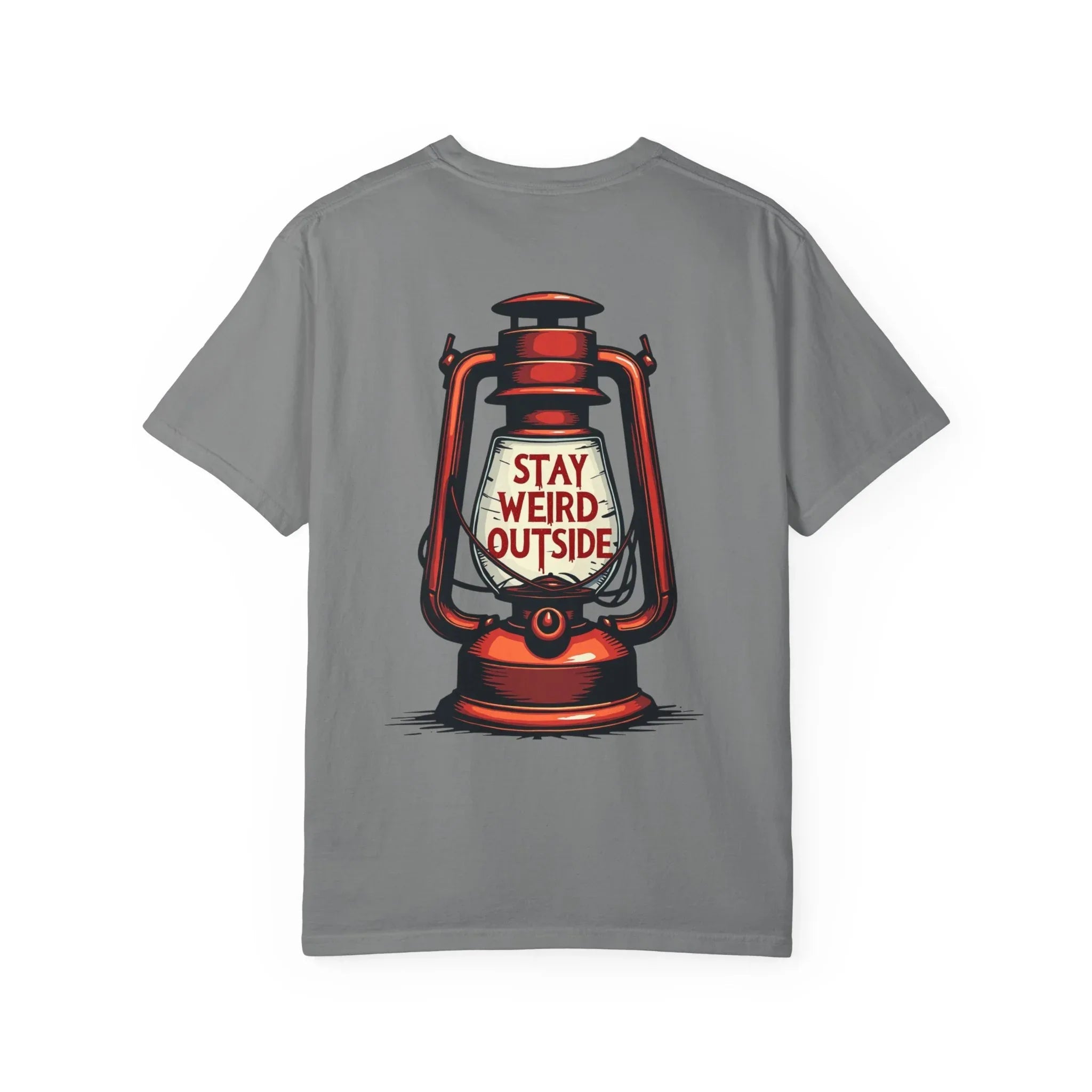 Stay Weird Outside Shirt, Vintage Lantern Tee, Kerosene Lamp Graphic T-Shirt, Camping Hiking Cabin Gift, Rustic Outdoors Grey