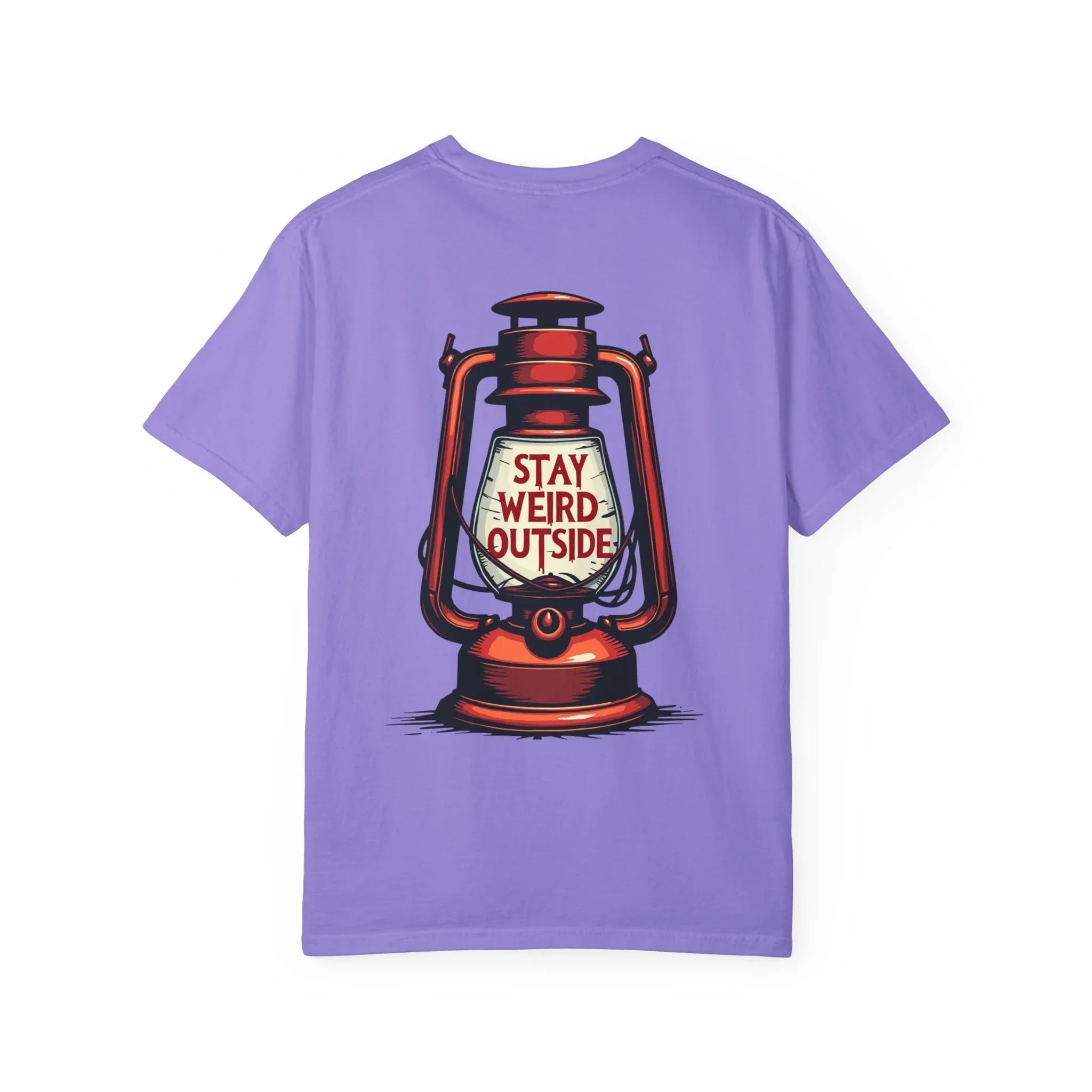Stay Weird Outside Shirt, Vintage Lantern Tee, Kerosene Lamp Graphic T-Shirt, Camping Hiking Cabin Gift, Rustic Outdoors Violet