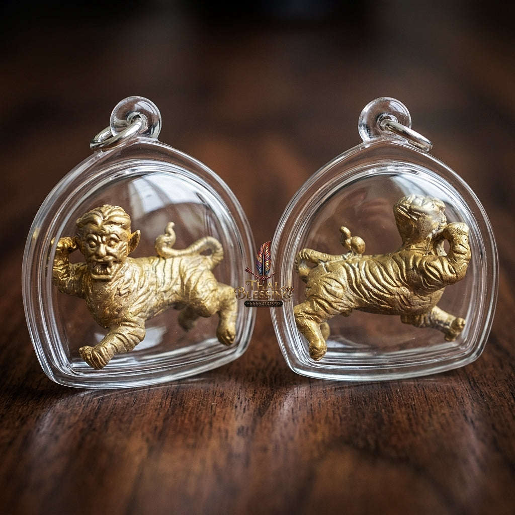 Suea Yen Pendant Thai Amulet Protection talisman good luck charm spiritual jewelry Sovereign Lanna Weretiger Authority & Absolute Protection Energy Suea Yen Maha Mantra Thai Blessing Co By RURUECHA