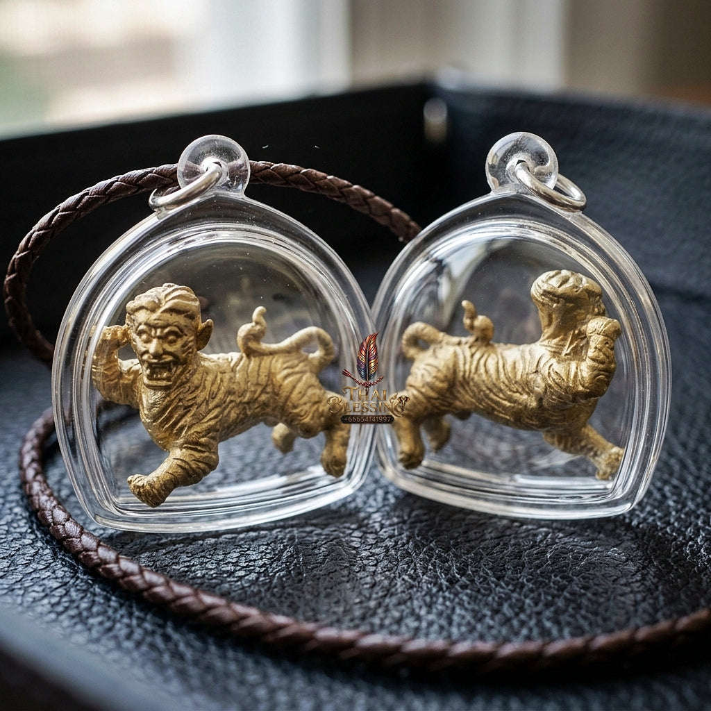 Suea Yen Pendant Thai Amulet Protection talisman good luck charm spiritual jewelry Sovereign Lanna Weretiger Authority & Absolute Protection Energy Suea Yen Maha Mantra Thai Blessing Co By RURUECHA