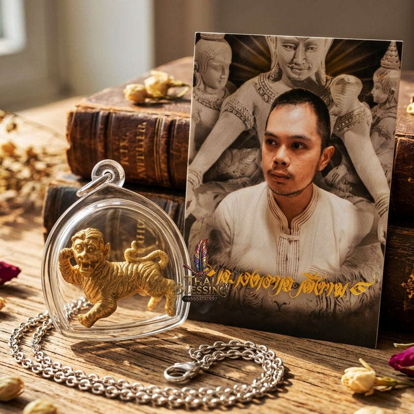 Suea Yen Pendant Thai Amulet Protection talisman good luck charm spiritual jewelry Sovereign Lanna Weretiger Authority & Absolute Protection Energy Suea Yen Maha Mantra Thai Blessing Co By RURUECHA