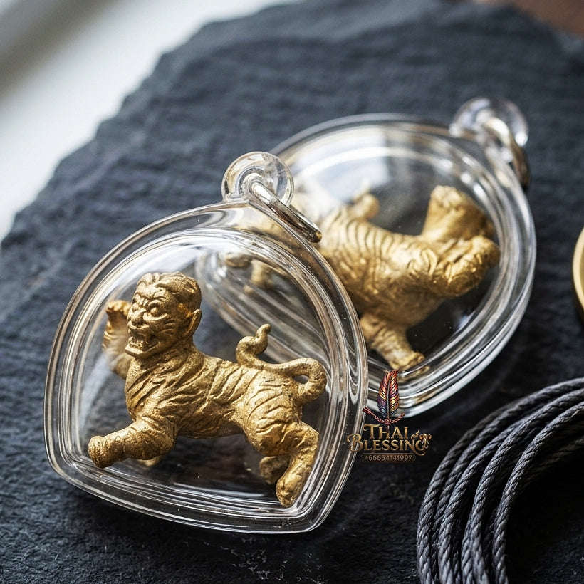 Suea Yen Pendant Thai Amulet Protection talisman good luck charm spiritual jewelry Sovereign Lanna Weretiger Authority & Absolute Protection Energy Suea Yen Maha Mantra Thai Blessing Co By RURUECHA