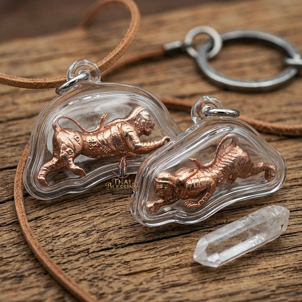 Suea Yen Pendant Thai Amulet Protection talisman good luck charm spiritual jewelry Sovereign Lanna Weretiger Authority & Absolute Protection Energy Thai Blessing Co By RURUECHA
