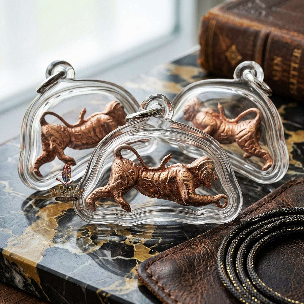 Suea Yen Pendant Thai Amulet Protection talisman good luck charm spiritual jewelry Sovereign Lanna Weretiger Authority & Absolute Protection Energy Thai Blessing Co By RURUECHA