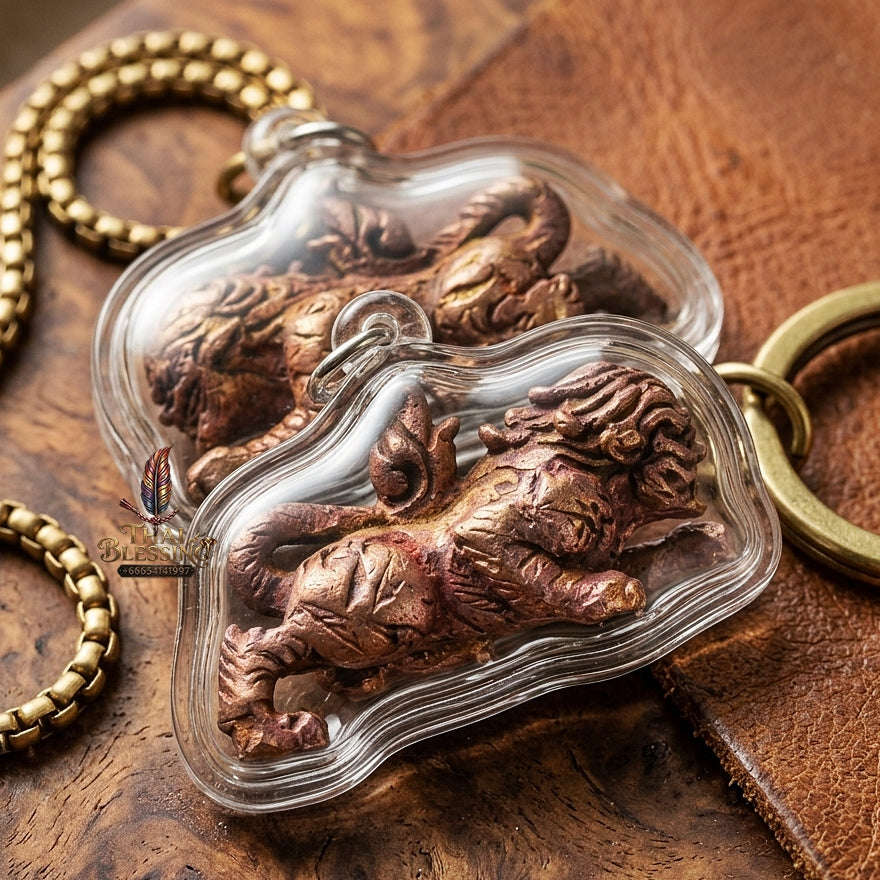 Suea Yen Thai Amulet Protection talisman good luck charm spiritual jewelry Sacred Lanna Weretiger Raw Wild Copper Metallurgy & Sovereign Authority