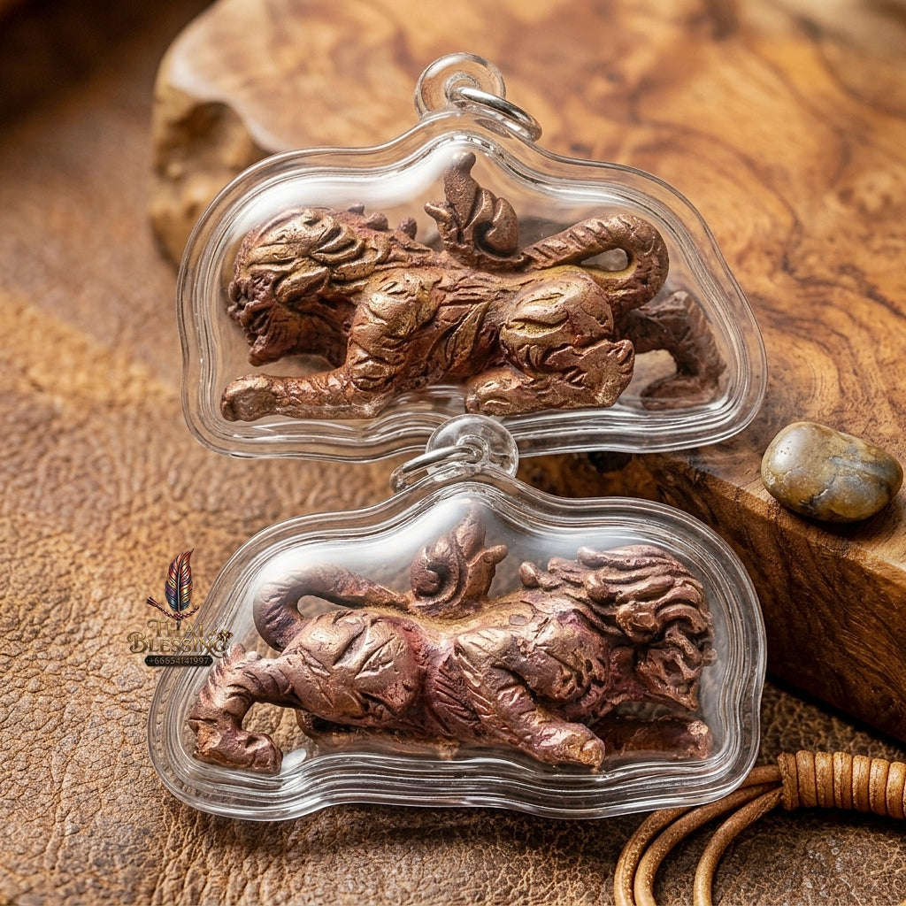 Suea Yen Thai Amulet Protection talisman good luck charm spiritual jewelry Sacred Lanna Weretiger Raw Wild Copper Metallurgy & Sovereign Authority