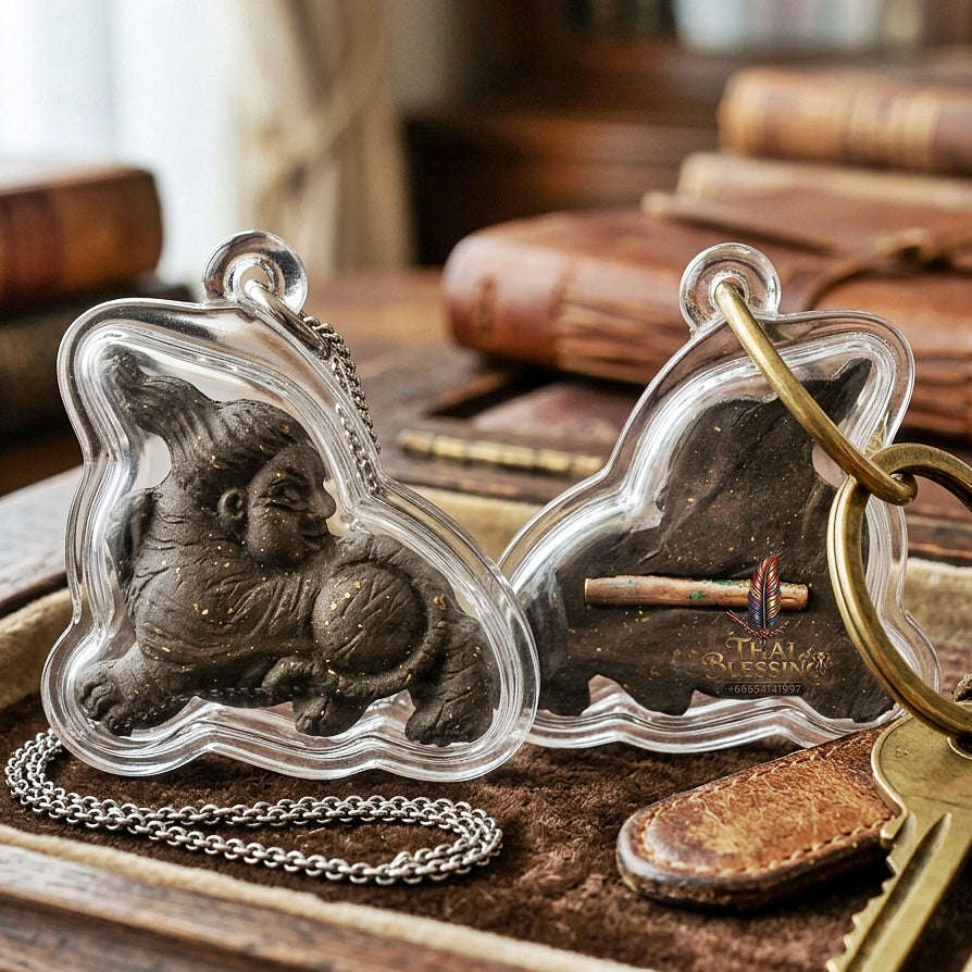 Suea Yen Thai Amulet Protection talisman good luck charm spiritual jewelry Sacred Lanna Weretiger Sacred Herb Matrix & Copper Takrud Thai Blessing Co By RURUECHA
