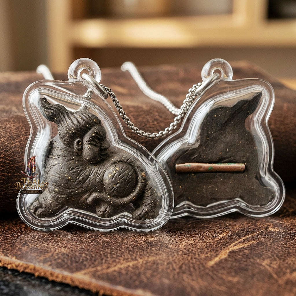 Suea Yen Thai Amulet Protection talisman good luck charm spiritual jewelry Sacred Lanna Weretiger Sacred Herb Matrix & Copper Takrud Thai Blessing Co By RURUECHA