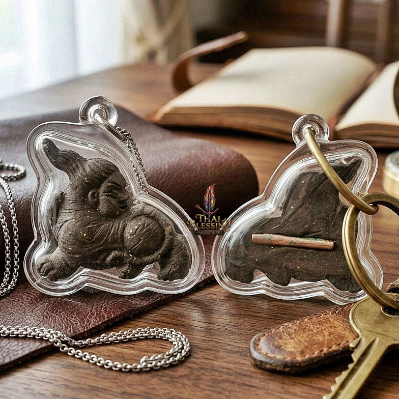 Suea Yen Thai Amulet Protection talisman good luck charm spiritual jewelry Sacred Lanna Weretiger Sacred Herb Matrix & Copper Takrud Thai Blessing Co By RURUECHA
