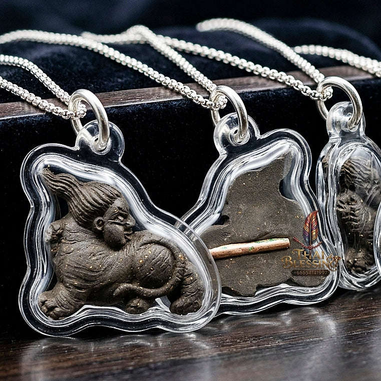 Suea Yen Thai Amulet Protection talisman good luck charm spiritual jewelry Sacred Lanna Weretiger Sacred Herb Matrix & Copper Takrud Thai Blessing Co By RURUECHA