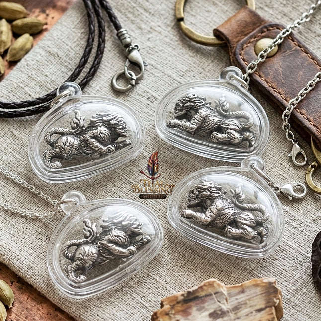 Suea Yen Thai Amulet Protection talisman good luck charm spiritual jewelry Sacred Suea Yen Shape-Shifting Weretiger Polished Alpaca S Thai Blessing Co By RURUECHA