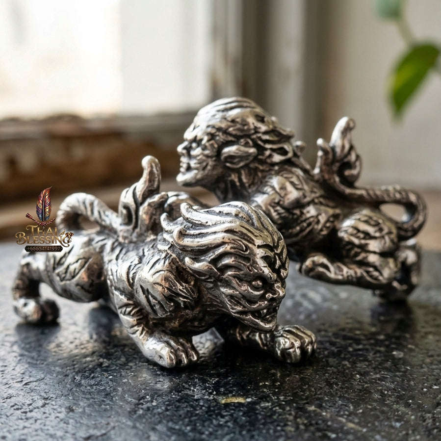 Suea Yen Thai Amulet Protection talisman good luck charm spiritual jewelry Sacred Suea Yen Shape-Shifting Weretiger Polished Alpaca S Thai Blessing Co By RURUECHA