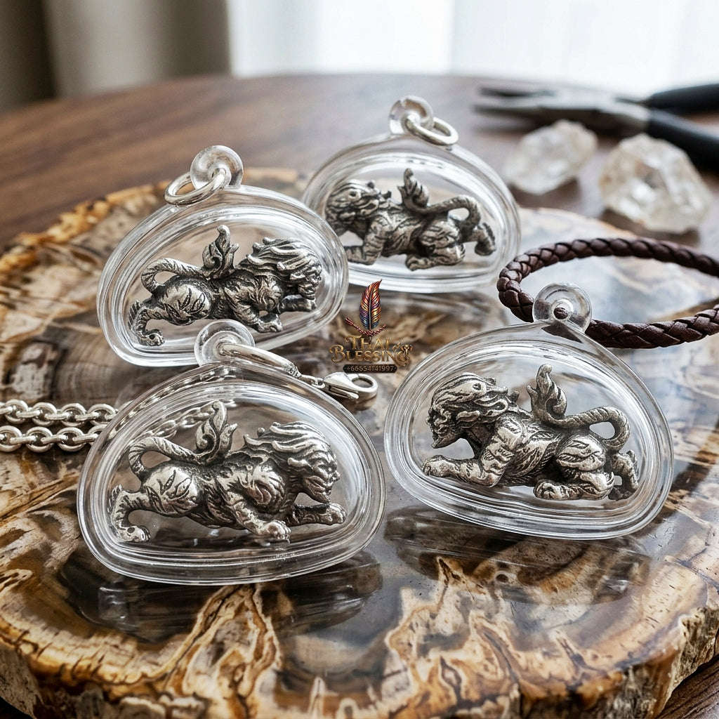 Suea Yen Thai Amulet Protection talisman good luck charm spiritual jewelry Sacred Suea Yen Shape-Shifting Weretiger Polished Alpaca S Thai Blessing Co By RURUECHA