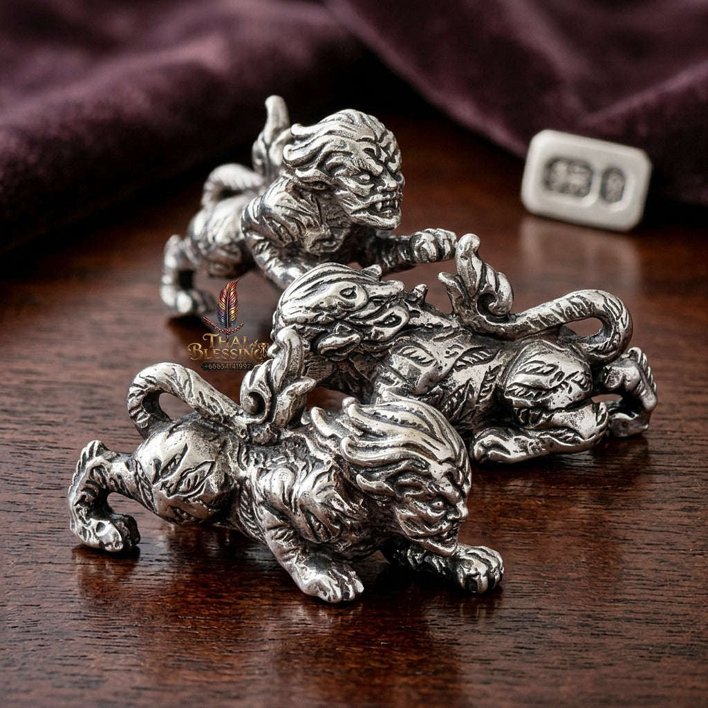 Suea Yen Thai Amulet Protection talisman good luck charm spiritual jewelry Sacred Suea Yen Shape-Shifting Weretiger Polished Alpaca S Thai Blessing Co By RURUECHA
