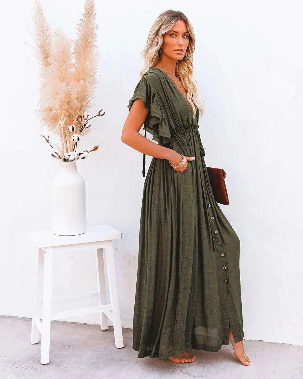 Summer Bikini Cover Ups for Women - V-Neck Kimono Beach Dresses with Lace-Up Detail and Sun Protection Features