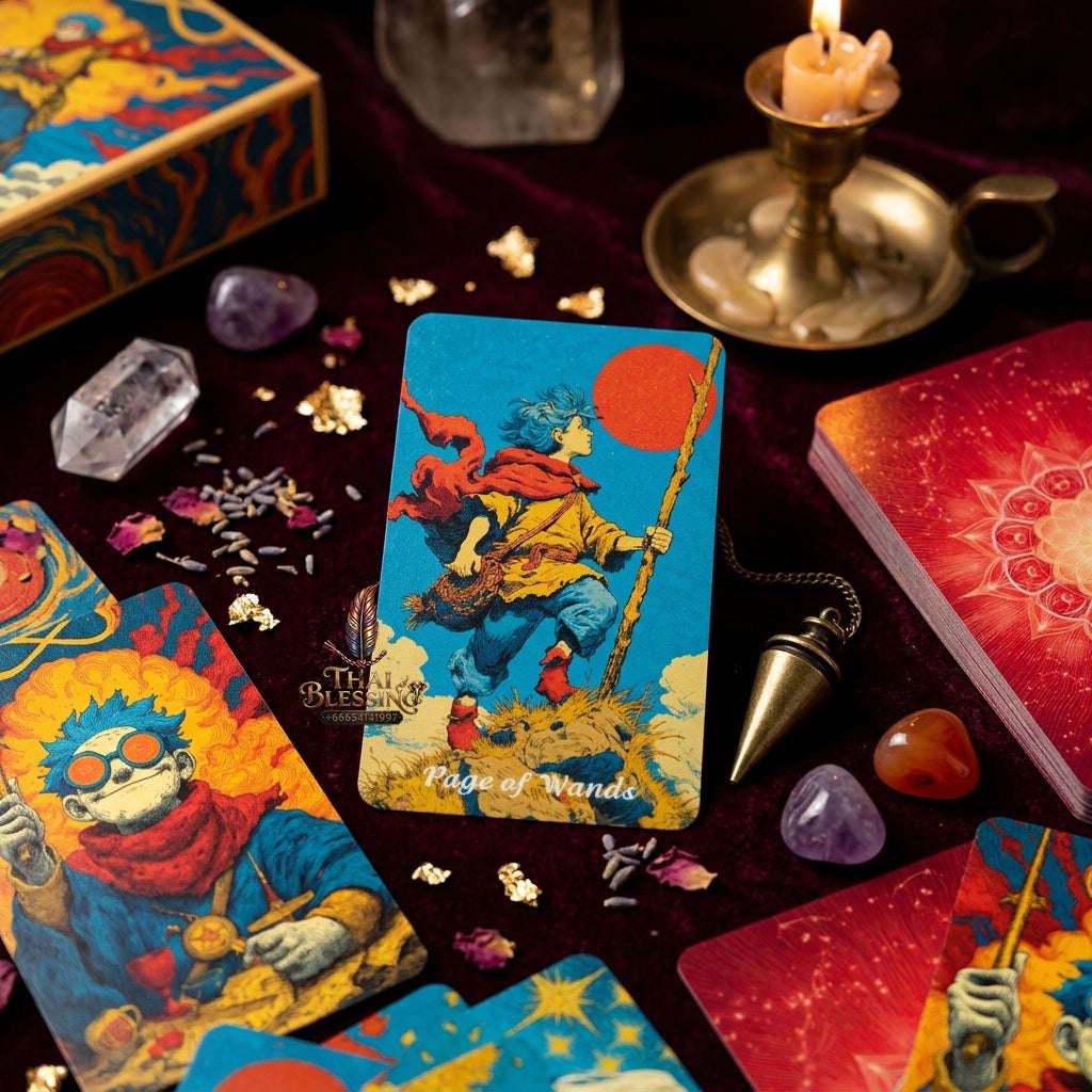 Summer Blaze Tarot Deck with Guidebook - 80-Card Premium Tarot & Oracle Set, 400 GSM Gold-Gilded Edges, Rider-Waite Foundation, Collector Edition Spiritual Art Gift (sishui Wheel of Seasons Series) Thai Blessing Co By RURUECHA